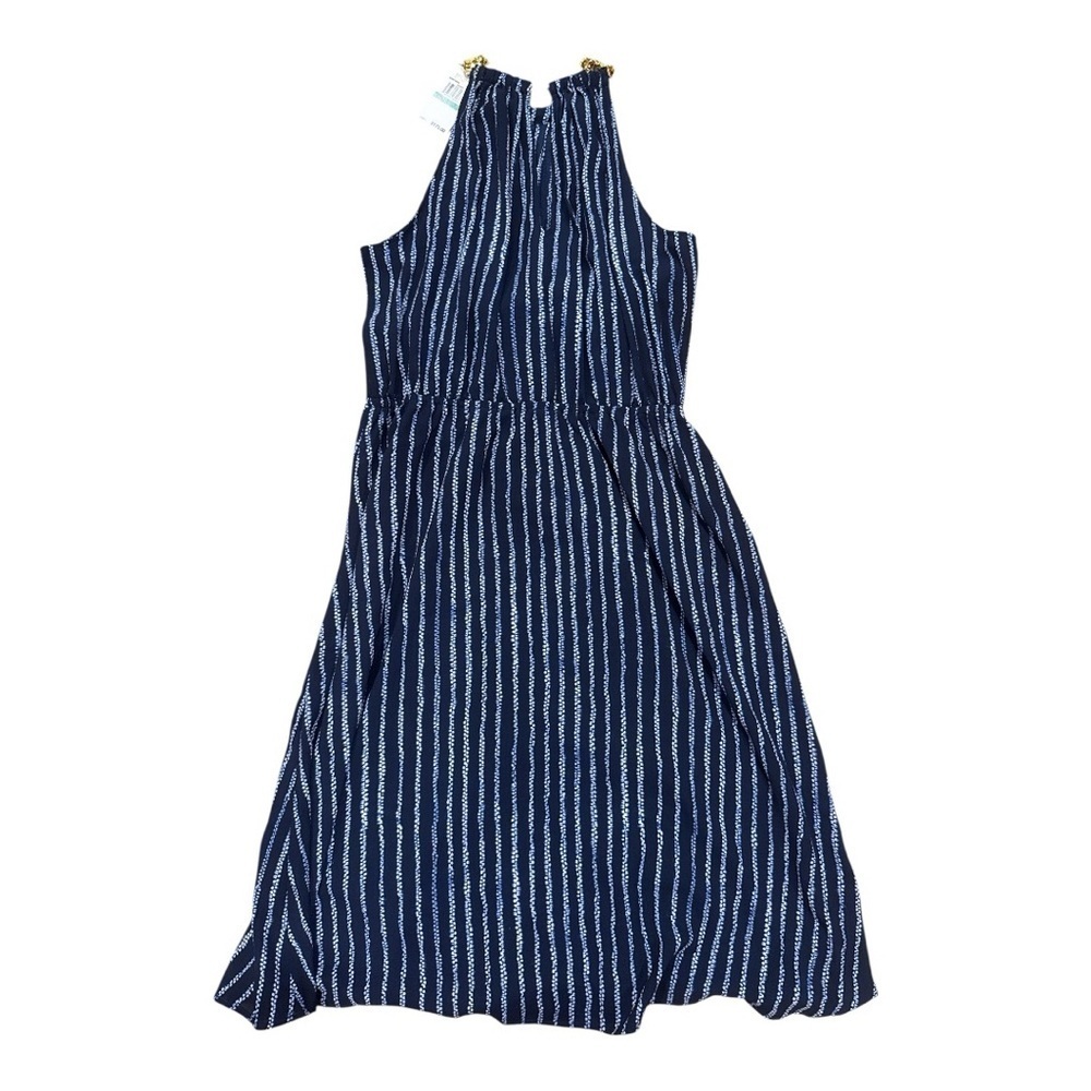 MICHAEL KORS Navy and White Striped Halter Dress NWT - Picture 2 of 3
